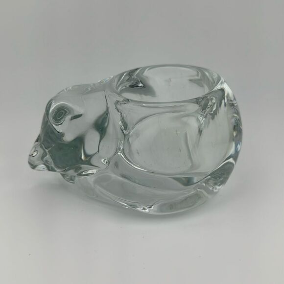 Indiana Glass Other - Vintage Indiana Glass Clear Sleeping Cat Votive Candle Holder